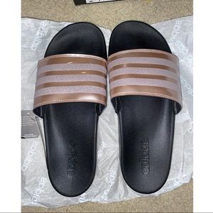 BNIB Adidas Rose Gold Glitter Adilette Slides